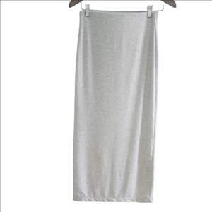 ARITZIA WILFRED FREE Gray high elastic waist back slit light knit midi skirt